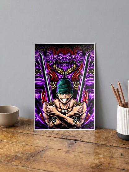 Zoro and red cyber punk Poster