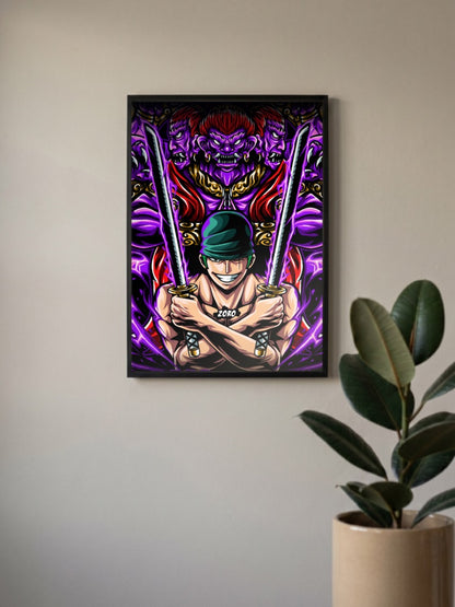 Zoro and red cyber punk Poster