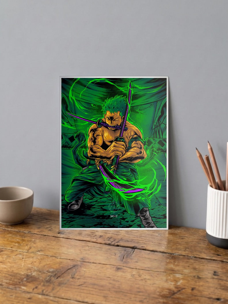 Zoro Three Blades No Mercy | One Piece | Anime Poster