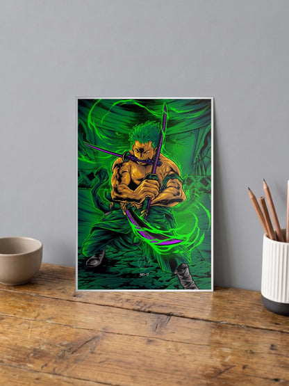 Zoro Three Blades No Mercy | One Piece | Anime Poster