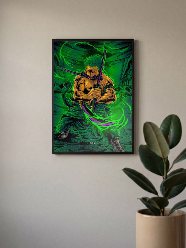 Zoro Three Blades No Mercy | One Piece | Anime Poster