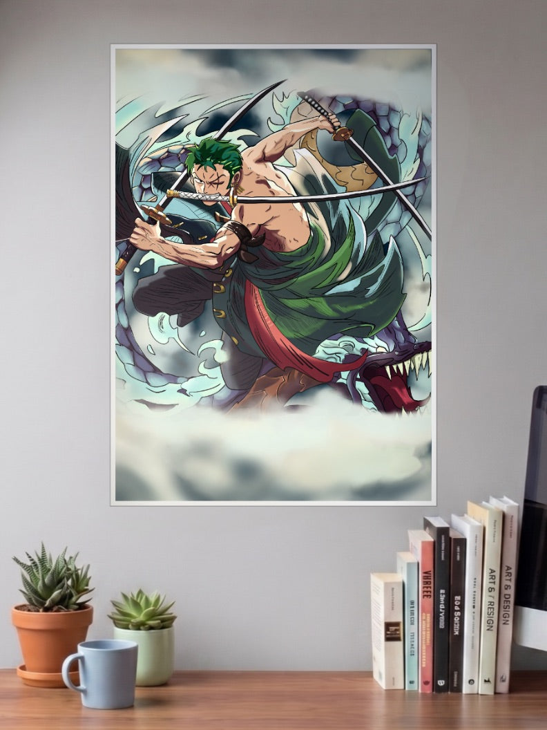 Roronoa Zoro With his Katanas Anime Poster