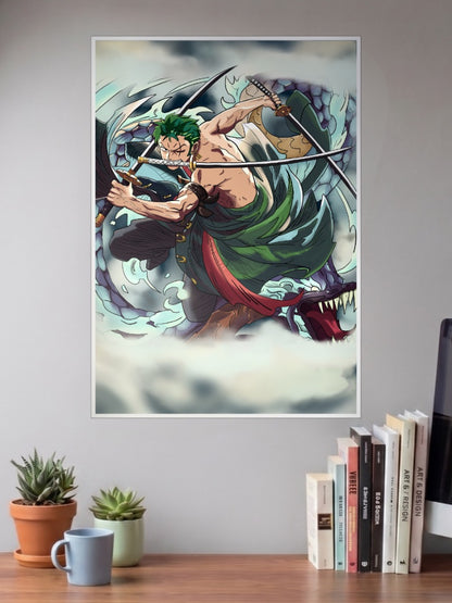 Roronoa Zoro With his Katanas Anime Poster