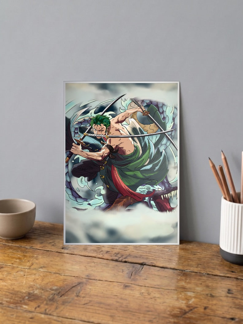 Roronoa Zoro With his Katanas Anime Poster