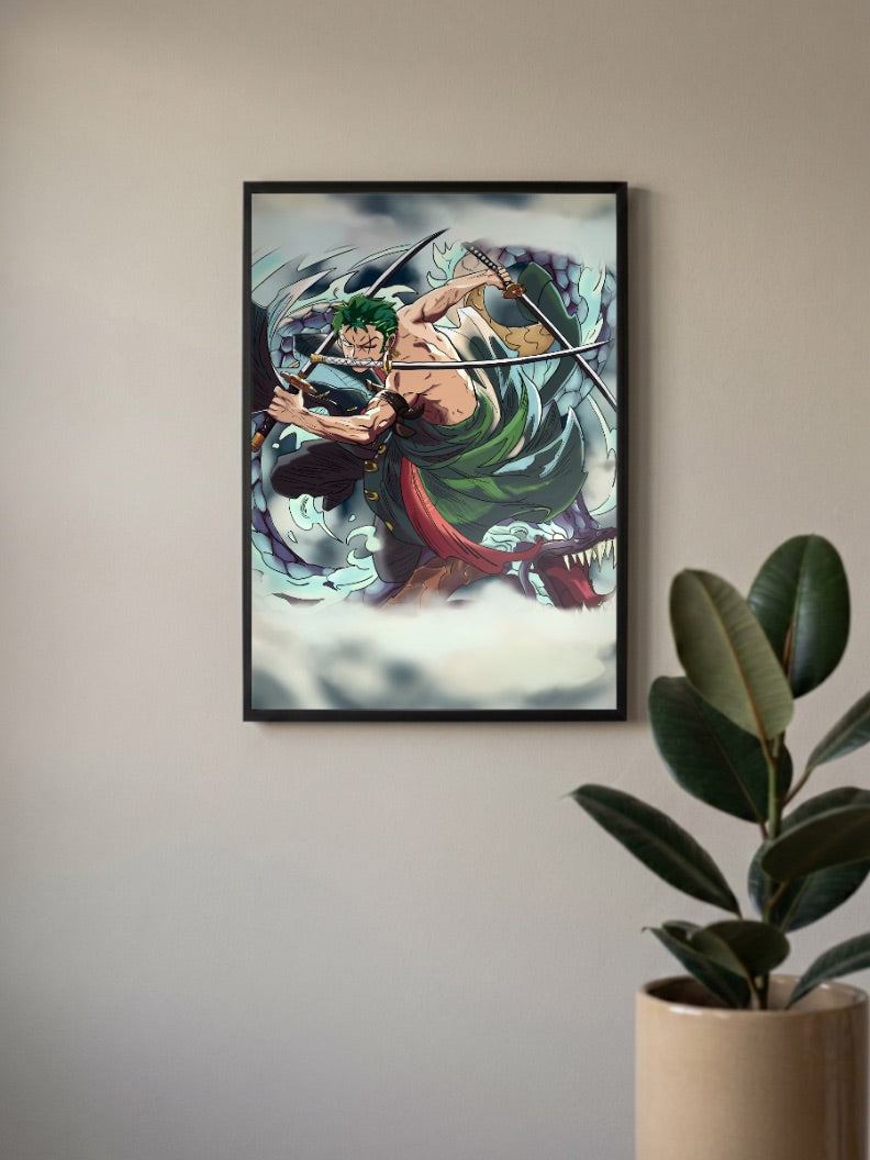 Roronoa Zoro With his Katanas Anime Poster