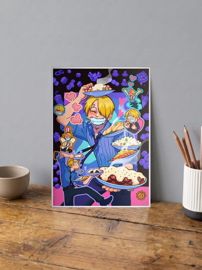 Sanji Cooking Scene Art Anime Poster