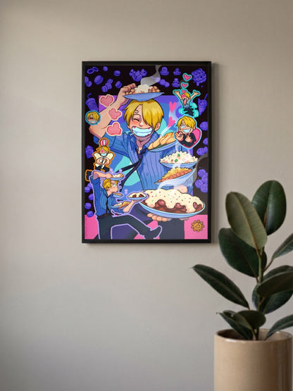 Sanji Cooking Scene Art Anime Poster