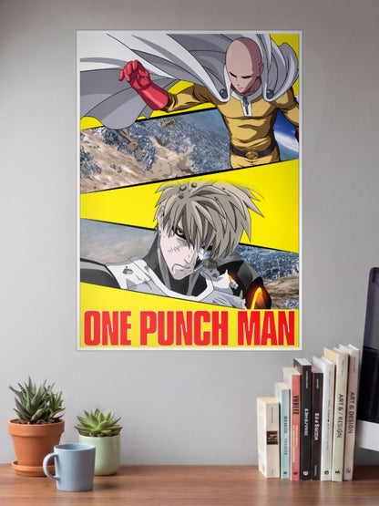 Saitama The Bald Savior and Genos | One Punch Man | Anime Poster