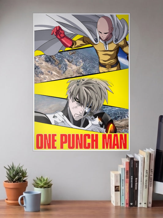 Saitama The Bald Savior and Genos | One Punch Man | Anime Poster