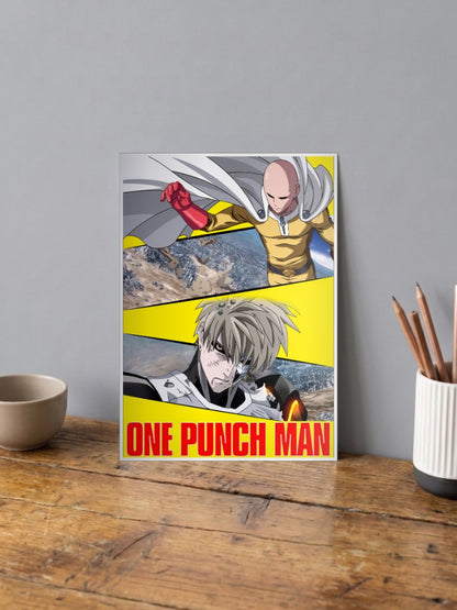 Saitama The Bald Savior and Genos | One Punch Man | Anime Poster