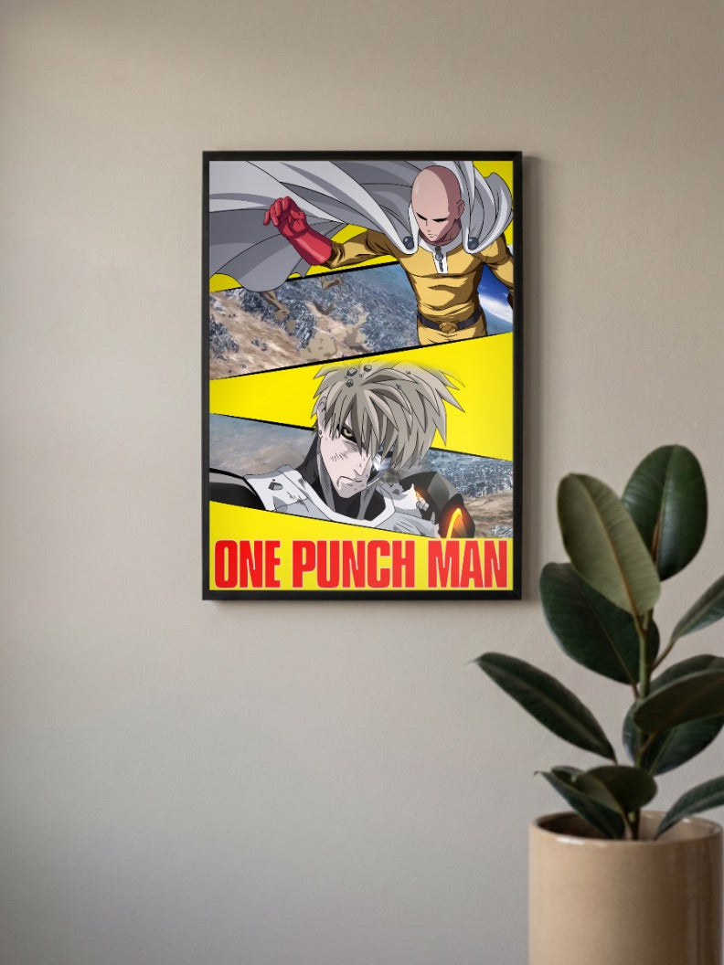 Saitama The Bald Savior and Genos | One Punch Man | Anime Poster