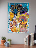 Luffy Versus Kaido Gold Art Anime Poster