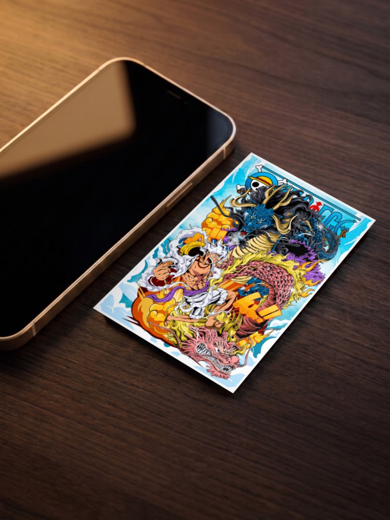 Luffy Versus Kaido Gold Art Anime Poster