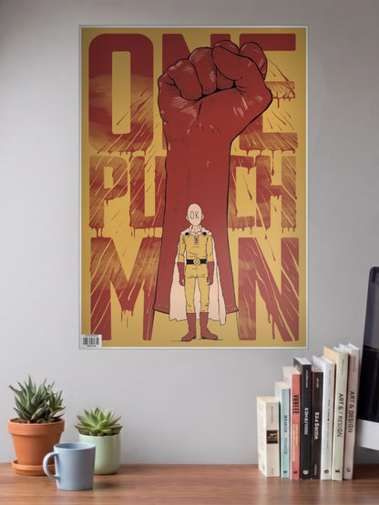 Saitama Giant Fist Text Art Anime Poster