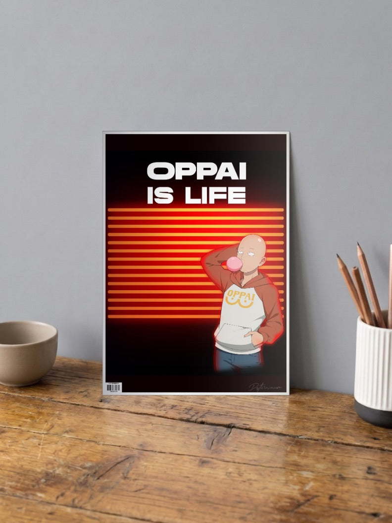 Oppai is Life One Punch Man Poster