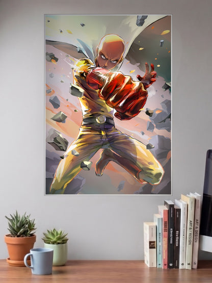 Saitama Punch Impact Art Anime Poster