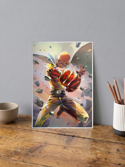 Saitama Punch Impact Art Anime Poster