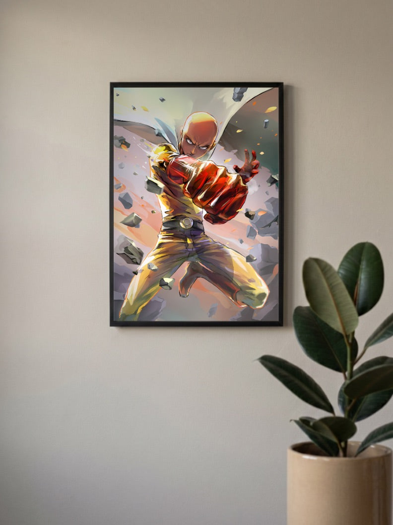 Saitama Punch Impact Art Anime Poster