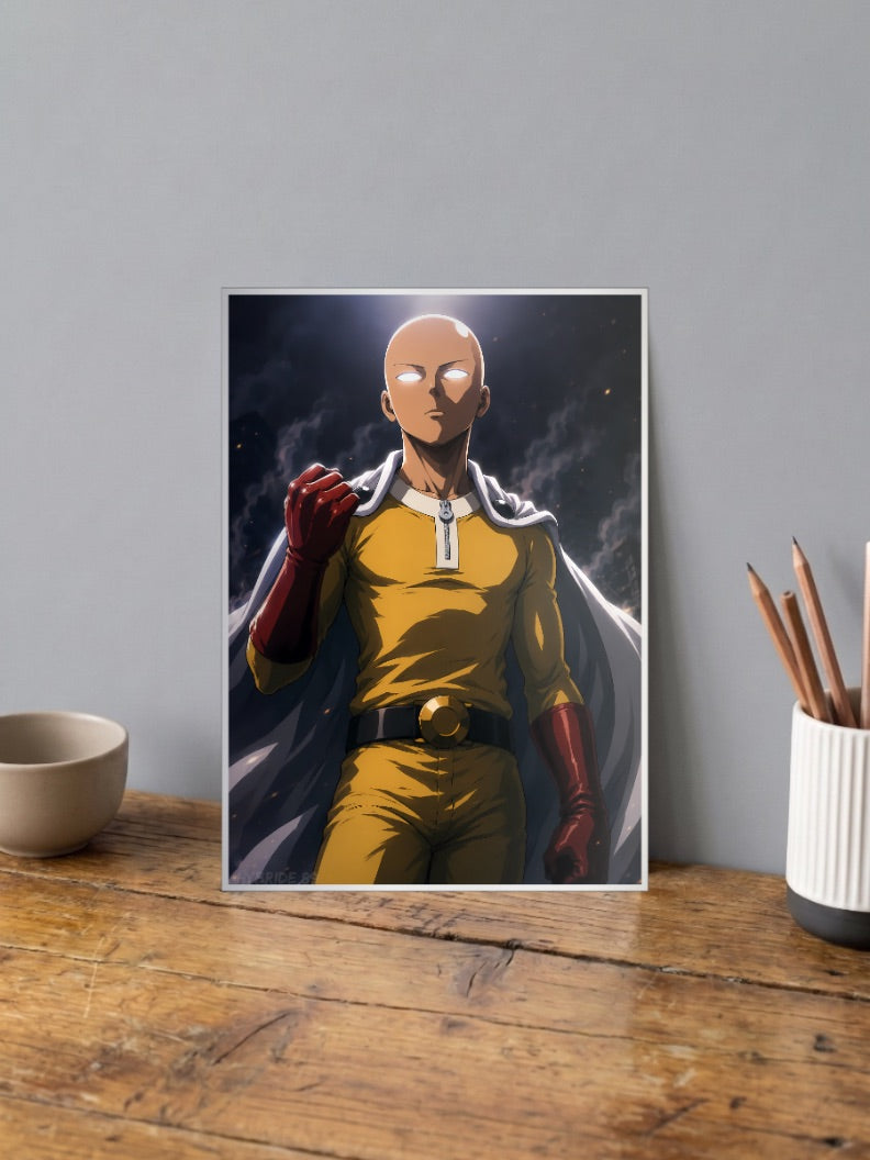 Saitama Full Body Portrait Anime Poster