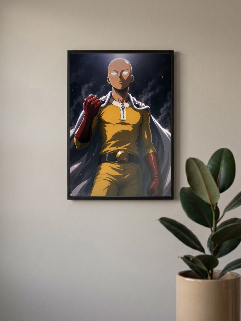 Saitama Full Body Portrait Anime Poster
