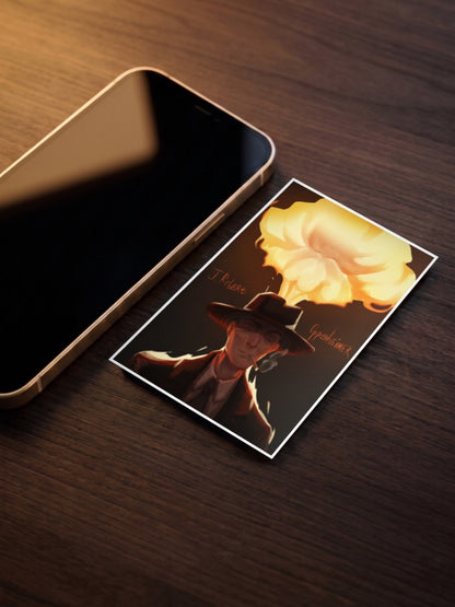 Oppenheimer Mushroom Cloud Hollywood Movie Poster as a pocket poster, sized to fit behind a phone case