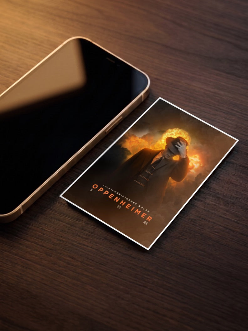Oppenheimer World Changes Hollywood Movie Poster as a pocket poster, sized to fit behind a phone case