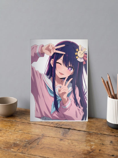 Oshi No Ko Peace Sign Art Anime Poster