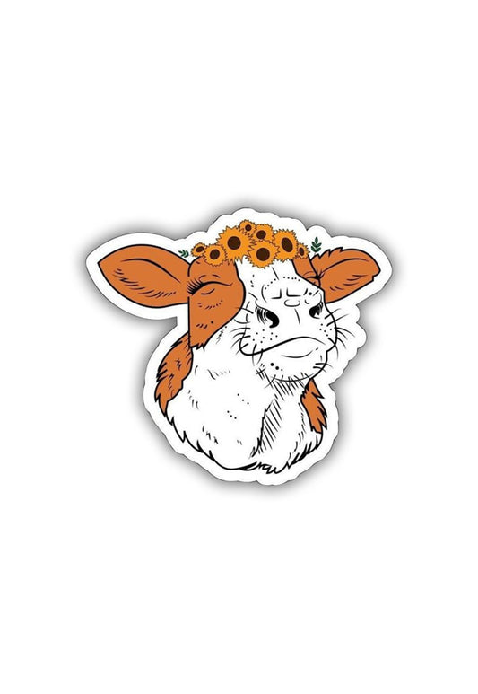 Cow with a Floral Tiara Sticker