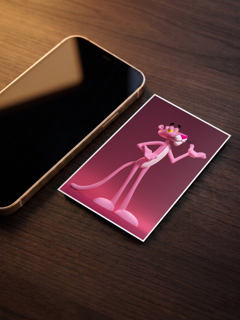 Pink Panther 3D Art Cartoon Poster as a pocket poster, sized to fit behind a phone case