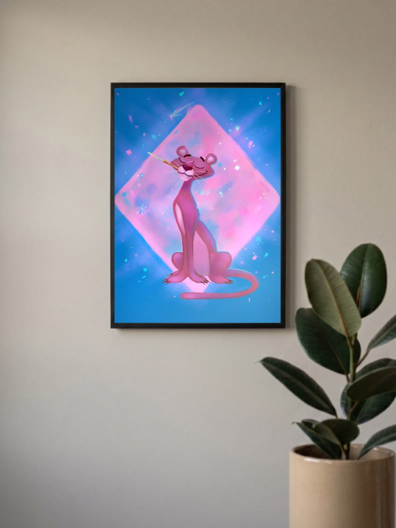 Pink Panther Diamond Art Cartoon Poster