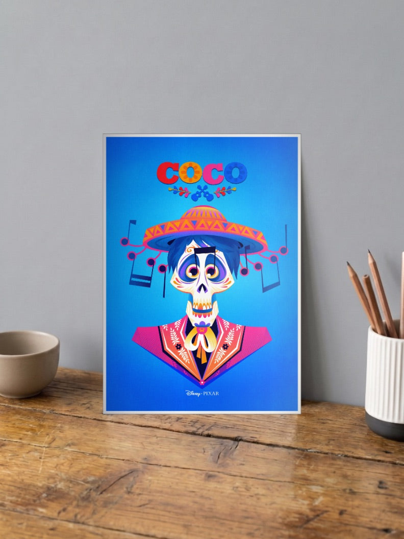 Coco Skull Portrait Cartoon Poster