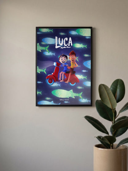 Luca Scooter Ride Cartoon Poster