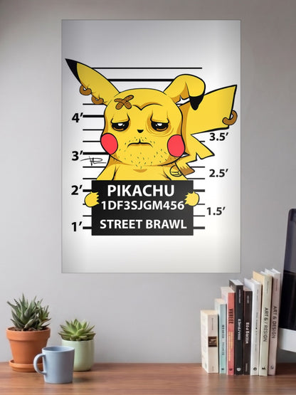 Pikachu Street Brawl Mugshot Anime Poster