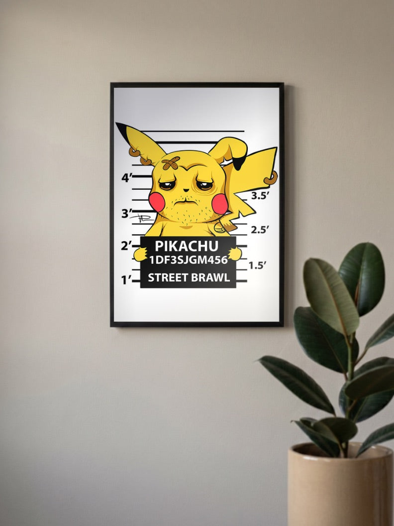 Pikachu Street Brawl Mugshot Anime Poster