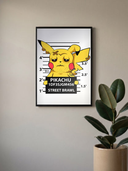 Pikachu Street Brawl Mugshot Anime Poster