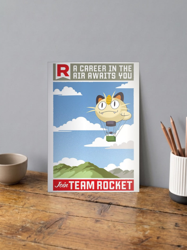 Meowth Team Rocket Balloon Anime Poster