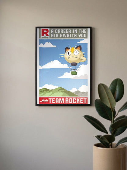 Meowth Team Rocket Balloon Anime Poster