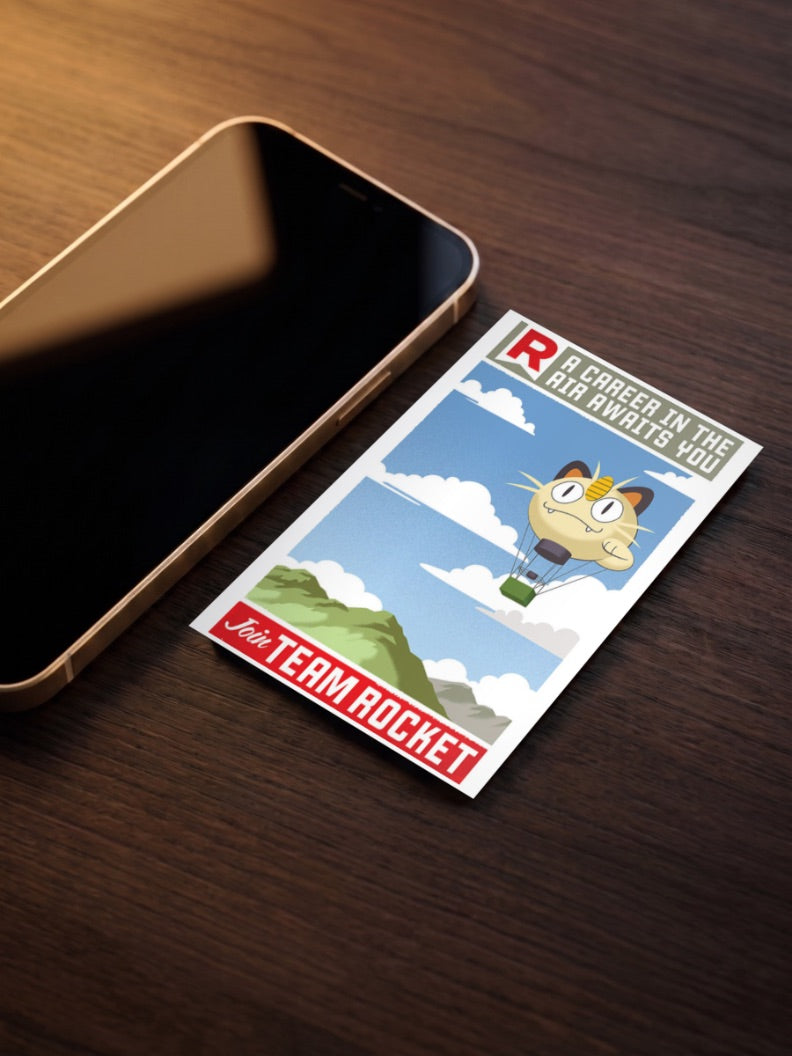 Meowth Team Rocket Balloon Anime Poster