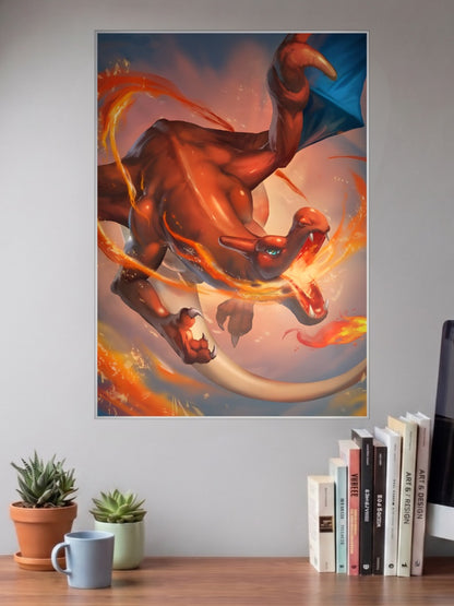 Charizard Dynamic Flight Anime Poster