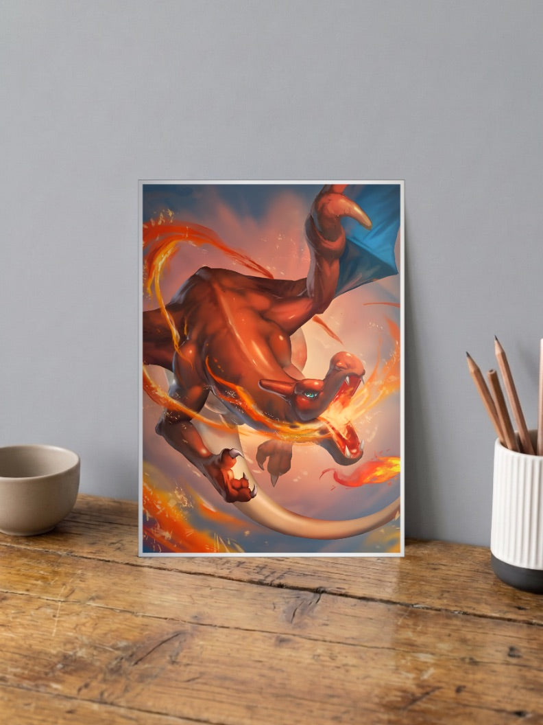 Charizard Dynamic Flight Anime Poster