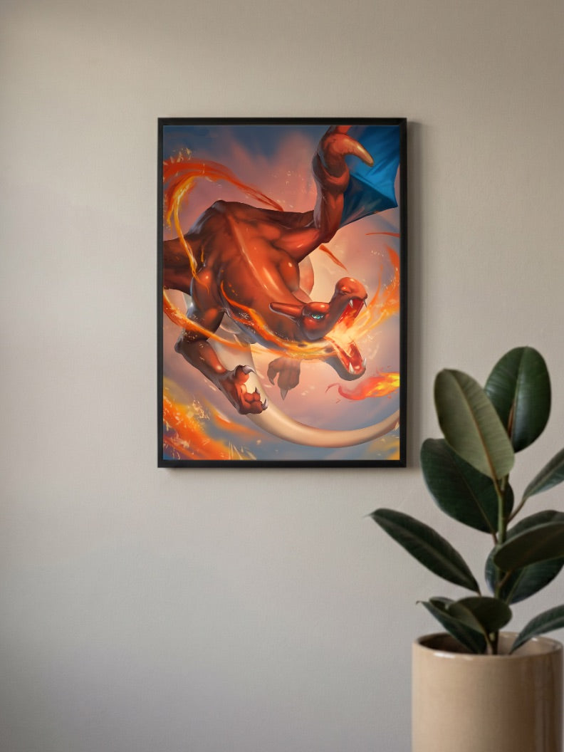 Charizard Dynamic Flight Anime Poster