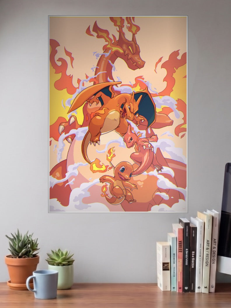 Charizard Evolution Fire Anime Poster