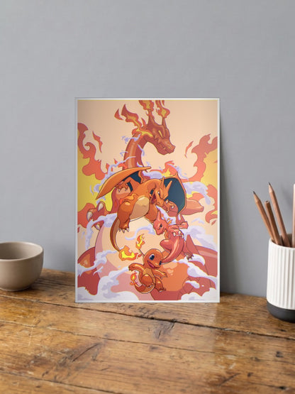 Charizard Evolution Fire Anime Poster