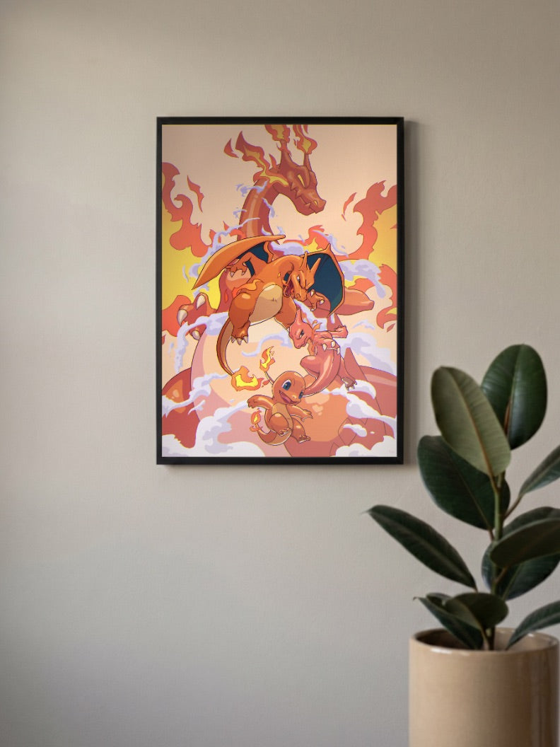 Charizard Evolution Fire Anime Poster