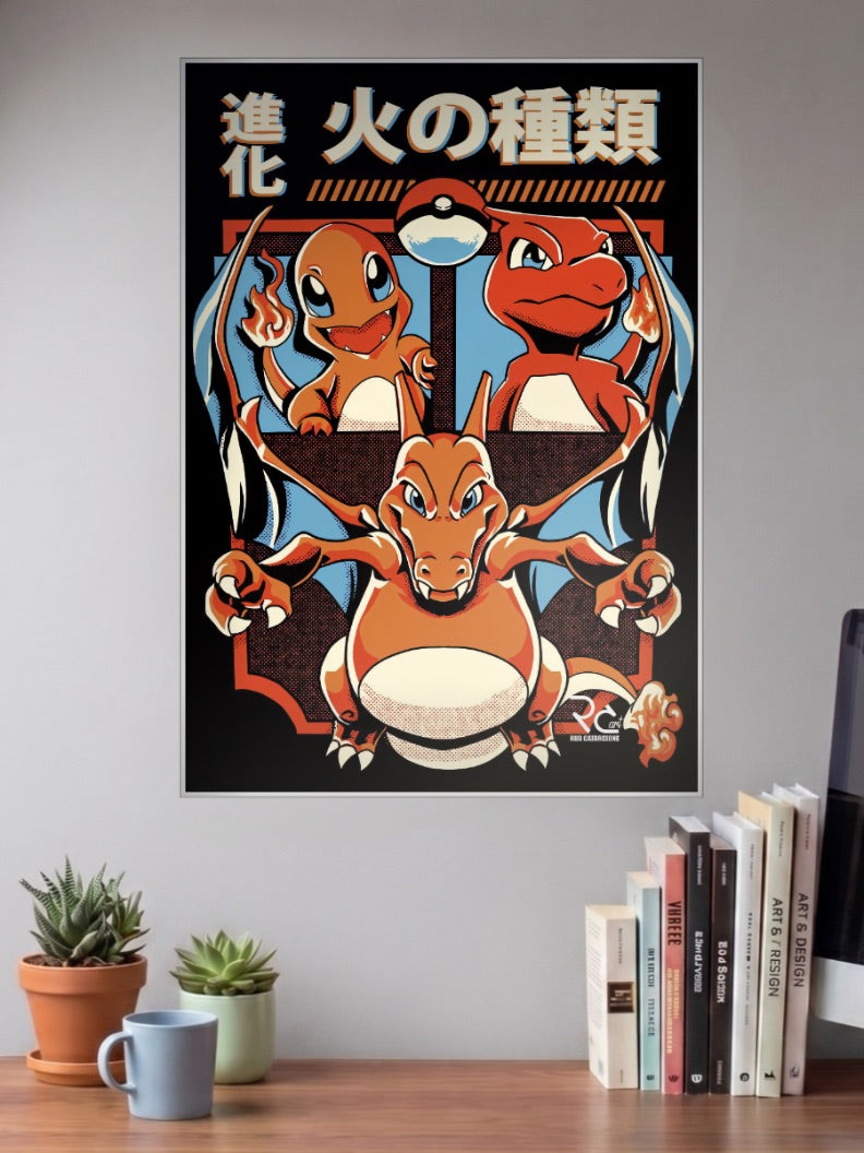 Charizard Evolution Pop Art Anime Poster