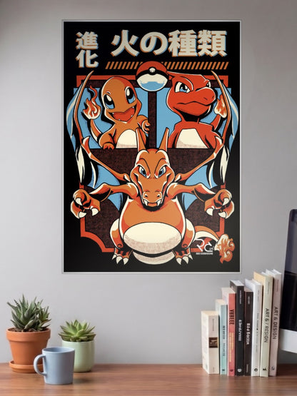 Charizard Evolution Pop Art Anime Poster