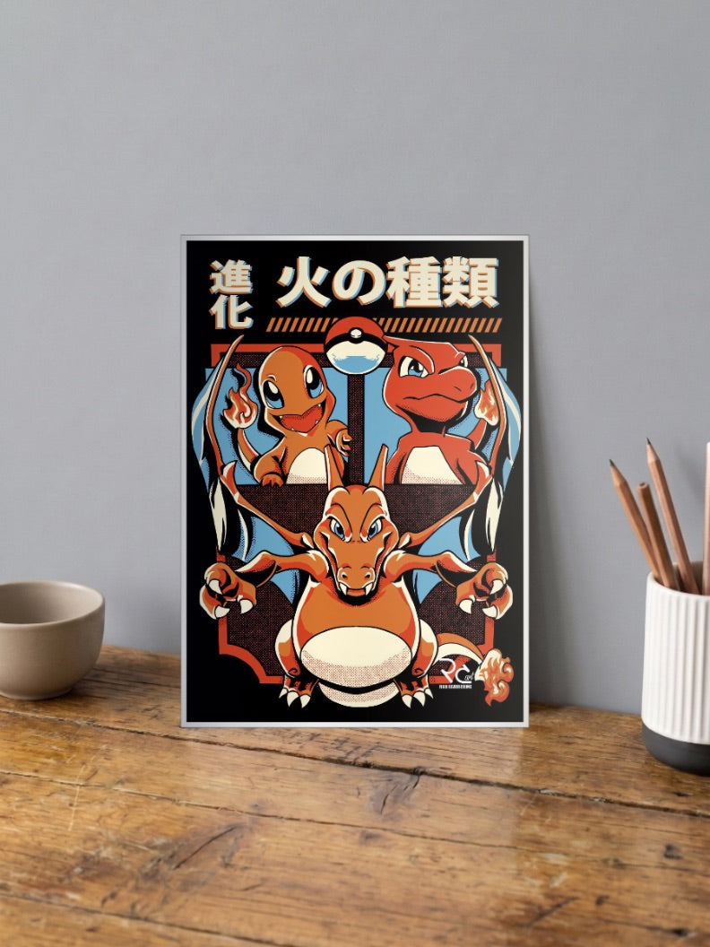 Charizard Evolution Pop Art Anime Poster
