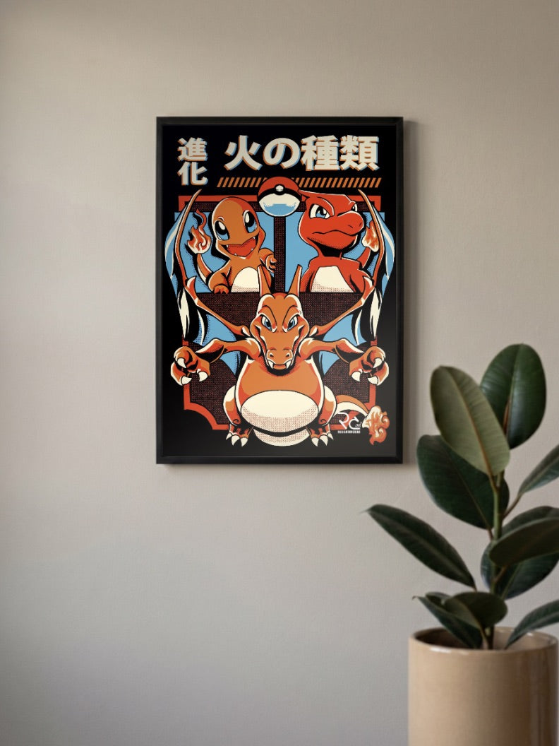 Charizard Evolution Pop Art Anime Poster