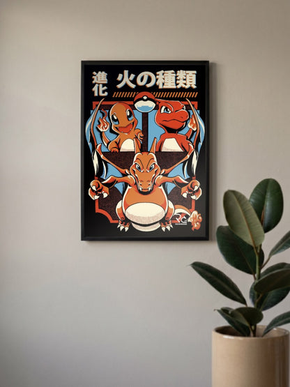 Charizard Evolution Pop Art Anime Poster