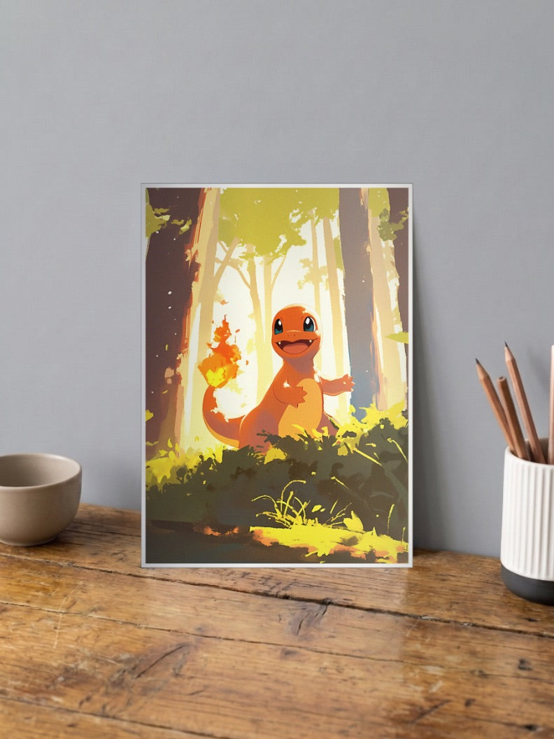 Charmander Forest Scene Anime Poster